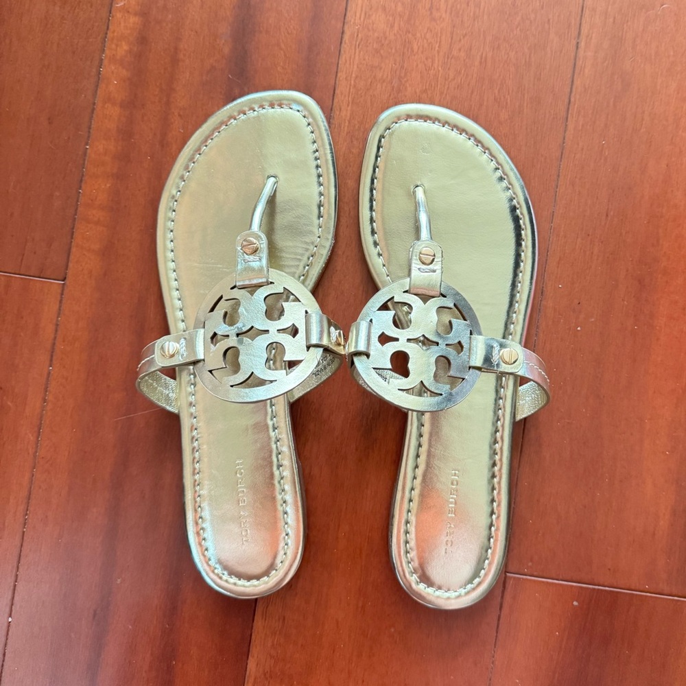 Tory Burch Miller Metallic Gold Sandals